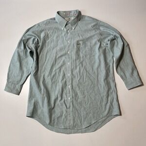 Vintage Orvis Fly Fishing Embroidered Dress Shirt Size 18 34 Sage Button Up Top